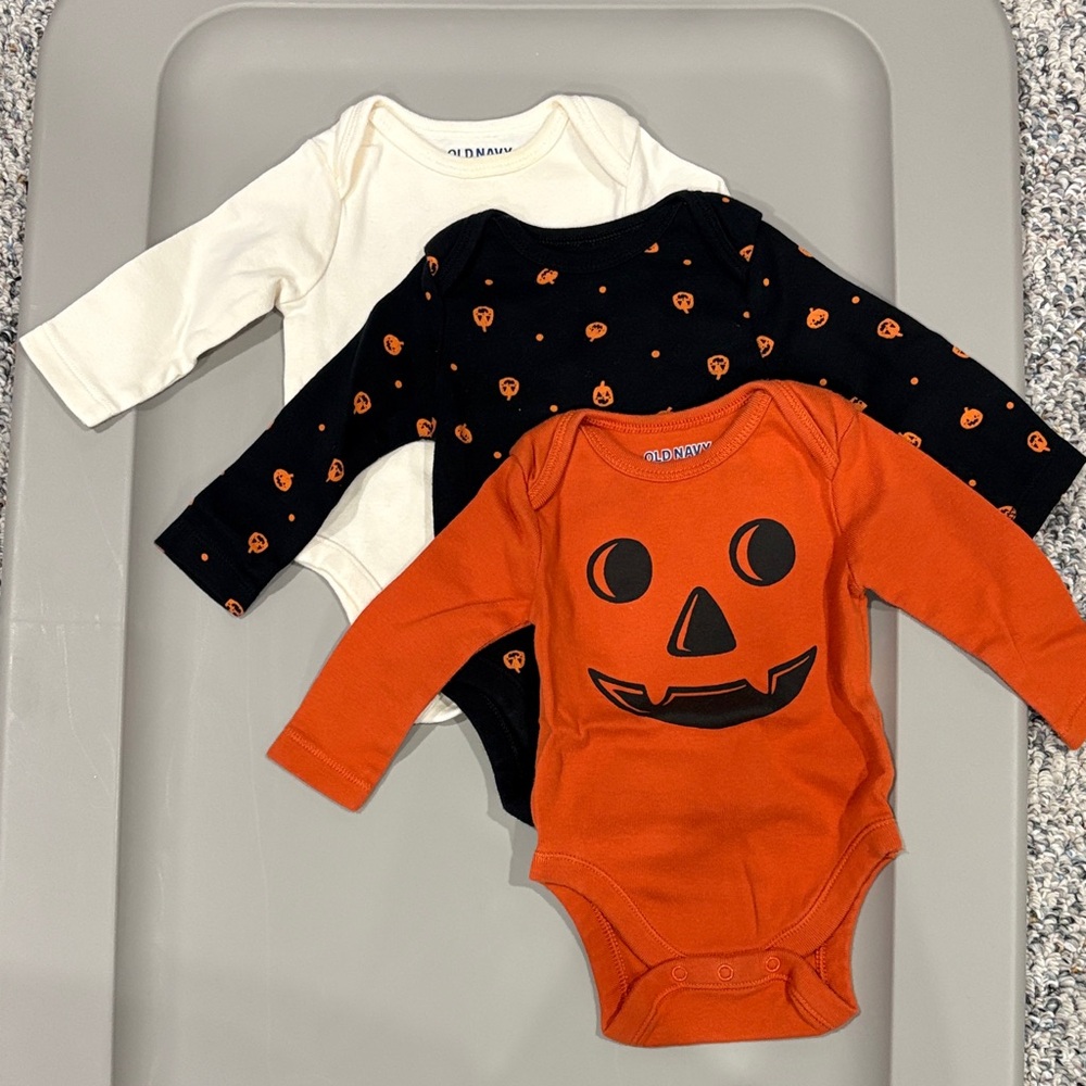 Old Navy Halloween Bodysuit Set - Cream, Black, Orange